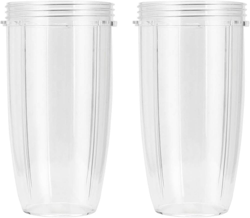 2 Pak NutriBullet Replacement Cups 32 Oz No Lids by Easeurlife Clear Plastic New